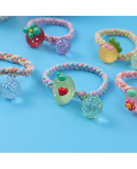Babyhug Free Size Rubber Bands & Scrunchies Sets with Applique Pack of 5 - Multicolor
