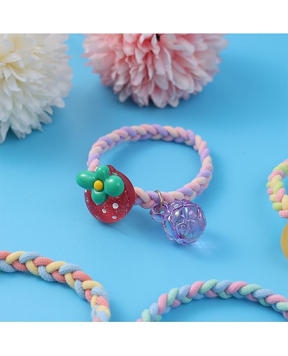 Babyhug Free Size Rubber Bands & Scrunchies Sets with Applique Pack of 5 - Multicolor