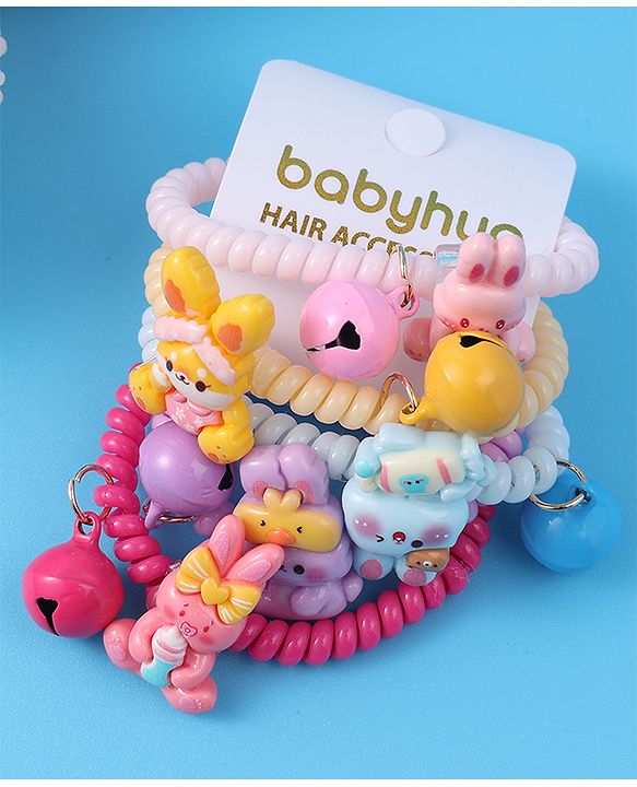 Babyhug Free Size Rubber Bands & Scrunchies Sets with Applique Pack of 5 - Multicolor