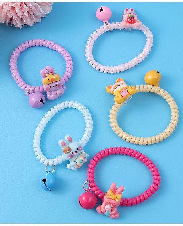 Babyhug Free Size Rubber Bands & Scrunchies Sets with Applique Pack of 5 - Multicolor