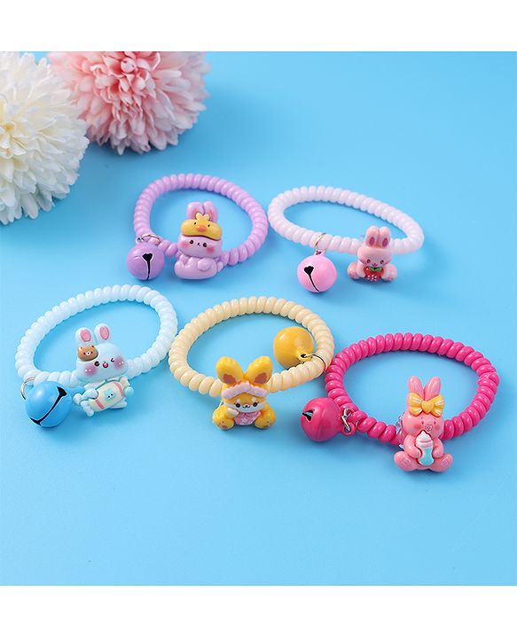 Babyhug Free Size Rubber Bands & Scrunchies Sets with Applique Pack of 5 - Multicolor