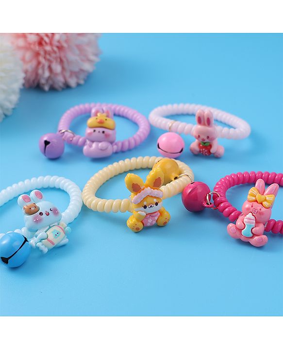 Babyhug Free Size Rubber Bands & Scrunchies Sets with Applique Pack of 5 - Multicolor