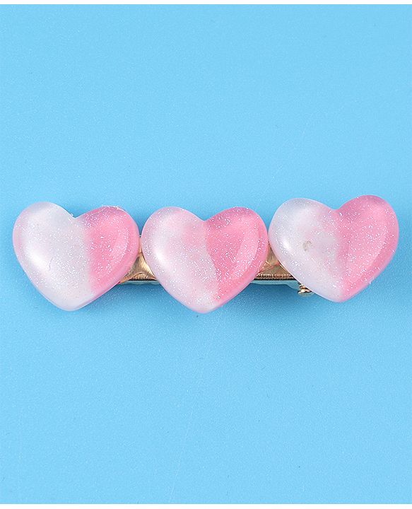 Pine Kids Free Size Heart Applique Hair Pins Pack of 5 - Multicolour
