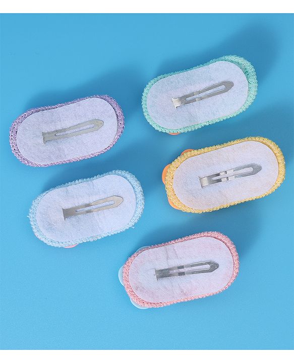 Babyhug Hair Pins And Snap Clips With Floral Applique Pack of 5 - Multicolour