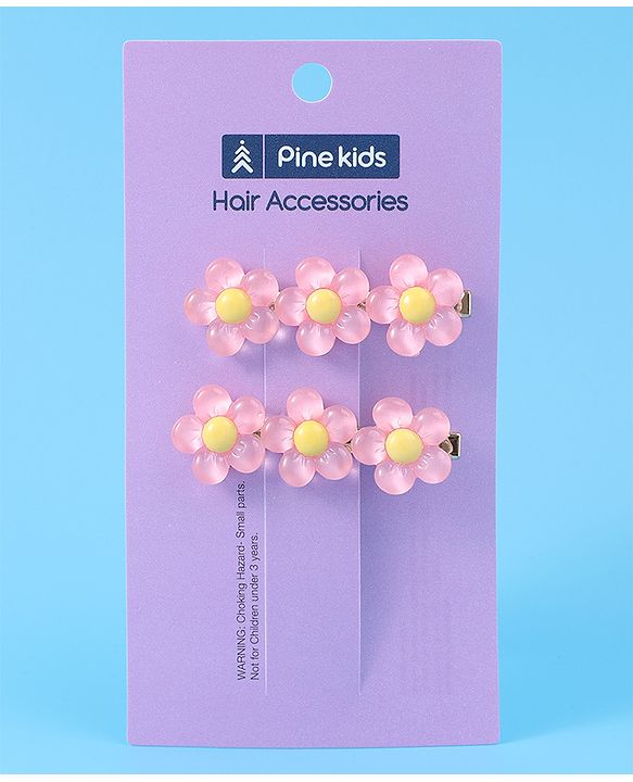 Pine Kids Floral Applique Hair Pins And Clips - Fuchsia