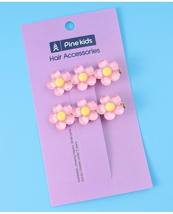 Pine Kids Floral Applique Hair Pins And Clips - Fuchsia