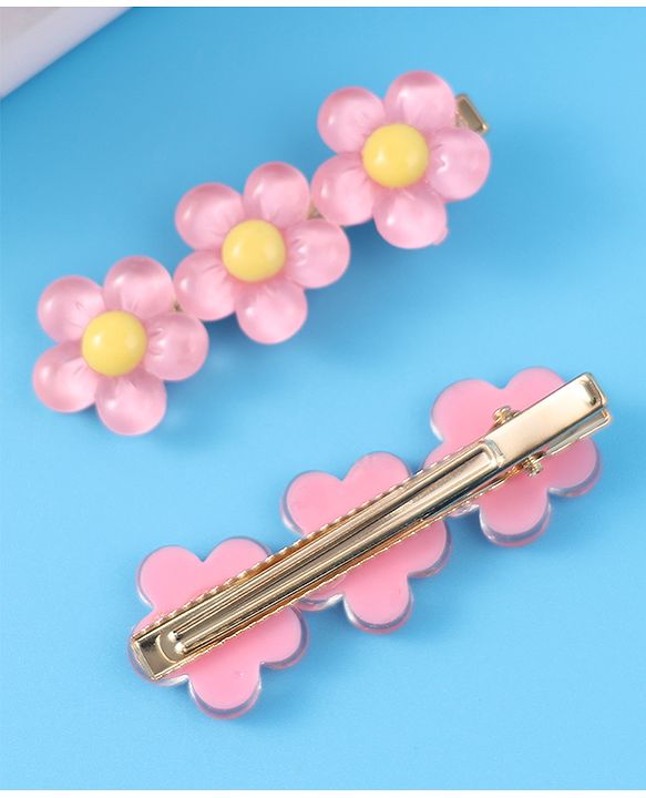 Pine Kids Floral Applique Hair Pins And Clips - Fuchsia