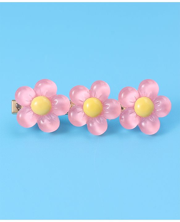 Pine Kids Floral Applique Hair Pins And Clips - Fuchsia