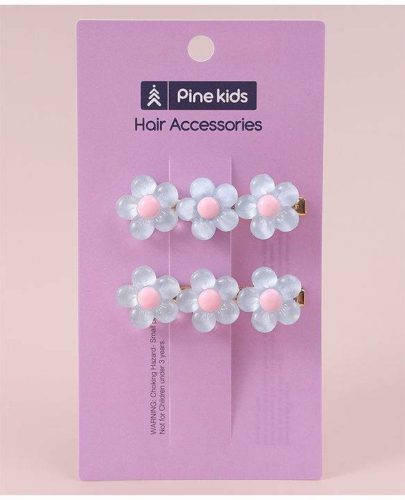 Pine Kids Floral Applique Hair Pins And Clips - Blue