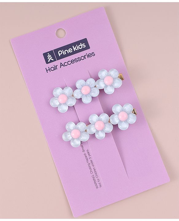 Pine Kids Floral Applique Hair Pins And Clips - Blue