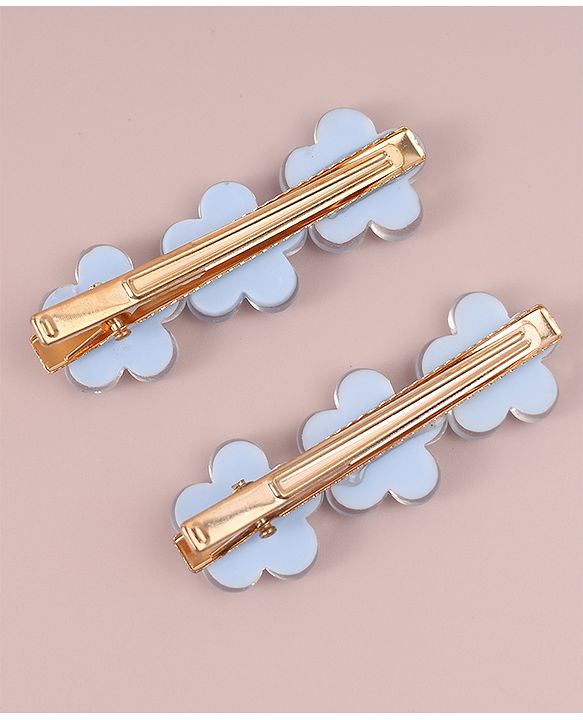 Pine Kids Floral Applique Hair Pins And Clips - Blue