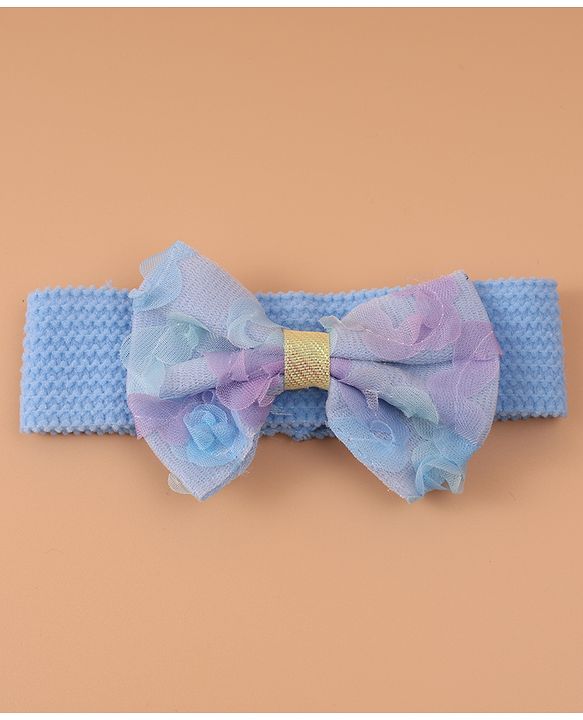 Babyhug Free Size Headbands With Bow Applique Pack of 3 - Pink Purple & Blue