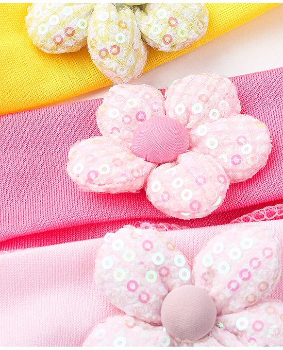 Babyhug Free Size Headbands With Bow Applique Pack of 3 - Pink Purple & Blue