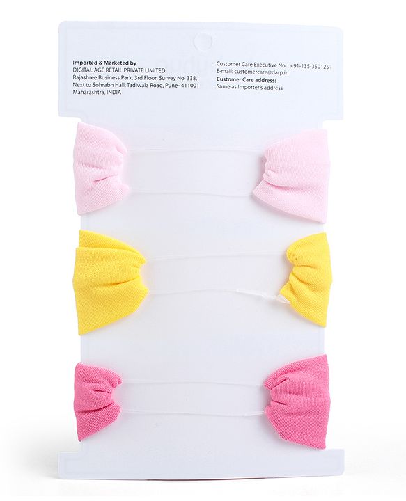 Babyhug Free Size Headbands With Bow Applique Pack of 3 - Pink Purple & Blue