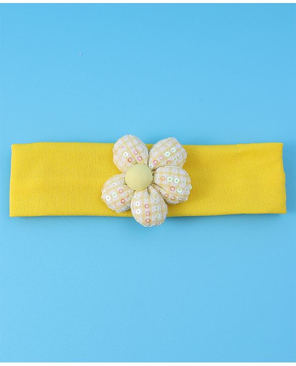 Babyhug Free Size Headbands With Floral Applique Pack of 3 - Pink & Yellow