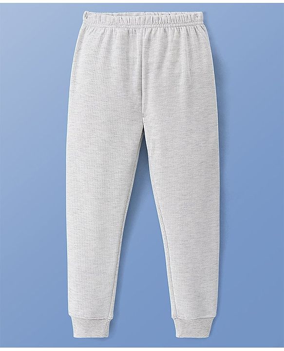 Pine Kids Full Length Solid Thermal Bottoms - Light Grey