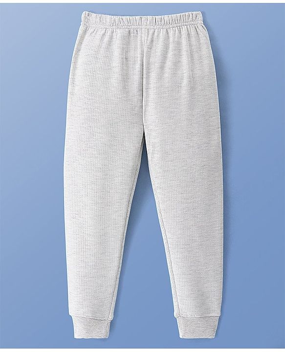 Pine Kids Full Length Solid Thermal Bottoms - Light Grey