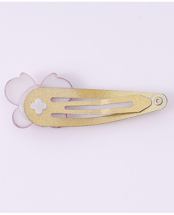 Pine Kids Snap Clips Purple with Floral & Butterfly Applique Free Size Pack of 4 - Purple