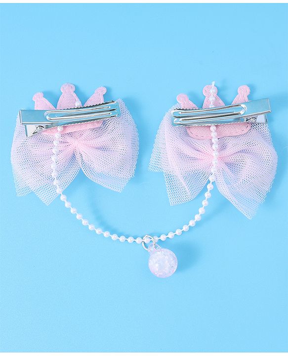 Babyhug Floral & Bow Applique  Hair Accessories Combo Sets  Free Size - Pink