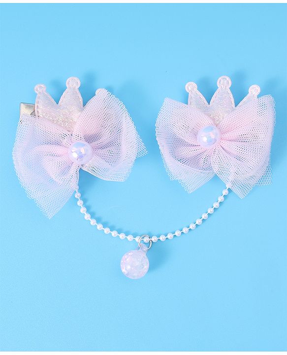 Babyhug Floral & Bow Applique  Hair Accessories Combo Sets  Free Size - Pink