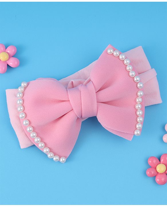 Babyhug Free Size Headband with Bow Applique - Pink