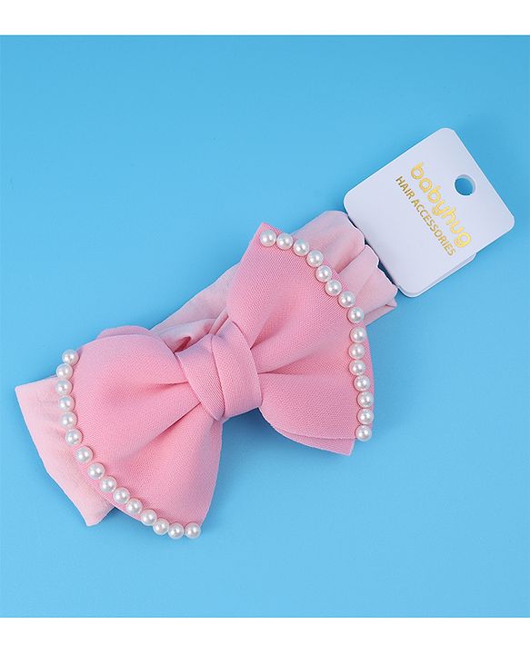 Babyhug Free Size Headband with Bow Applique - Pink