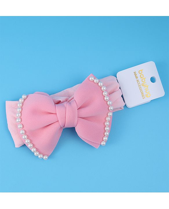 Babyhug Free Size Headband with Bow Applique - Pink