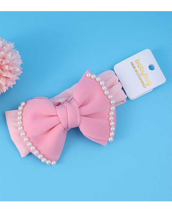 Babyhug Free Size Headband with Bow Applique - Pink