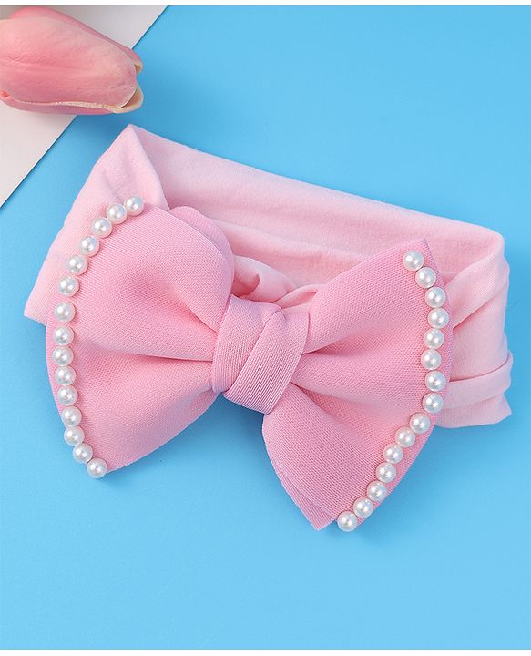 Babyhug Free Size Headband with Bow Applique - Pink