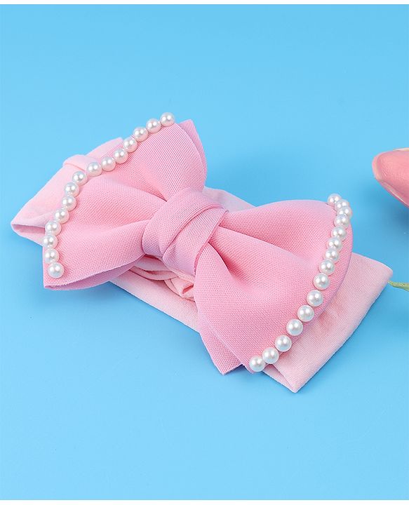 Babyhug Free Size Headband with Bow Applique - Pink