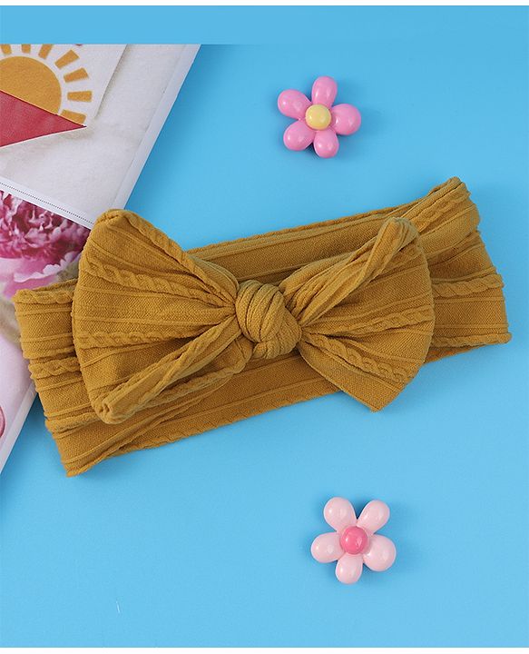 Babyhug Free Size Headband with Bow Applique - Yellow