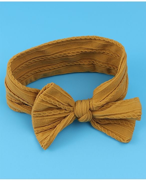 Babyhug Free Size Headband with Bow Applique - Yellow