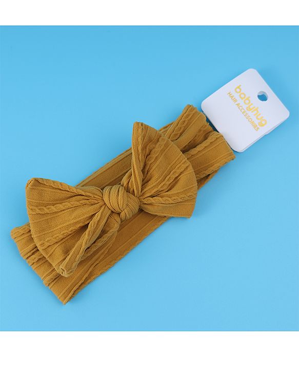 Babyhug Free Size Headband with Bow Applique - Yellow