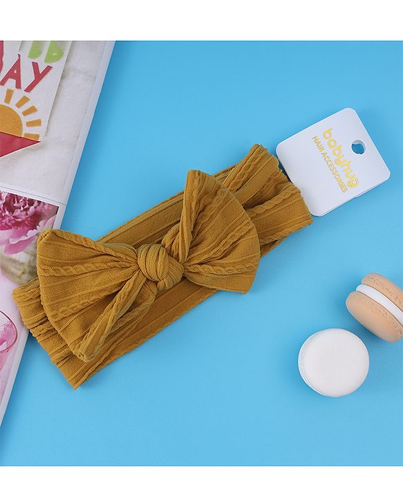 Babyhug Free Size Headband with Bow Applique - Yellow