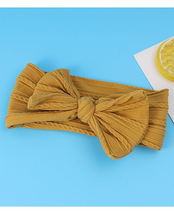 Babyhug Free Size Headband with Bow Applique - Yellow