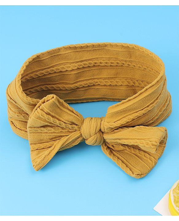 Babyhug Free Size Headband with Bow Applique - Yellow