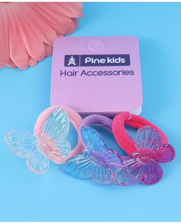 Pine Kids Rubber Bands & Scrunchies Sets Free Size pack of 3 - Multicolor