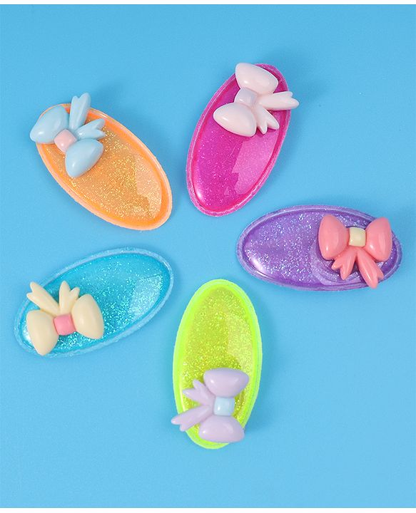 Babyhug Free Size Snap Clips with Bow Applique Pack of 5 -   Multicolor