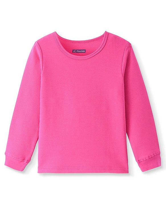 Pine Kids Full Sleeves Solid Thermal Vest - Raspberry Sorbet