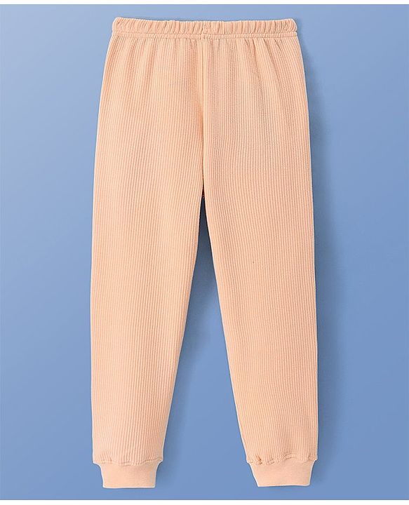 Pine Kids Full Length Solid Thermal Bottoms - Cream Puff