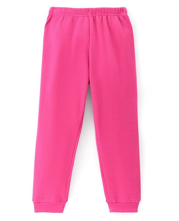 Pine Kids Full Length Solid Thermal Pant - Pink
