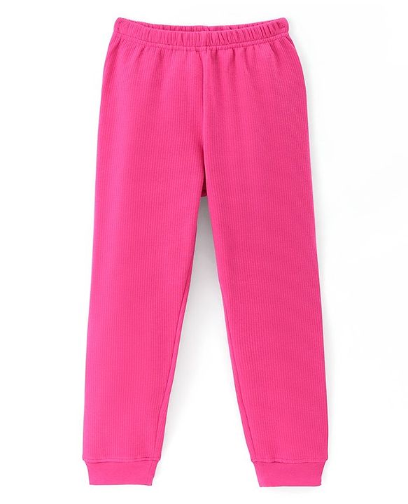 Pine Kids Full Length Solid Thermal Pant - Pink