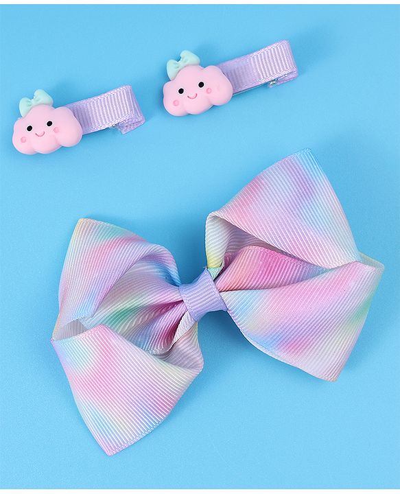 Babyhug Free Size Bow & Butterfly Clips Pack of 3 - Purple