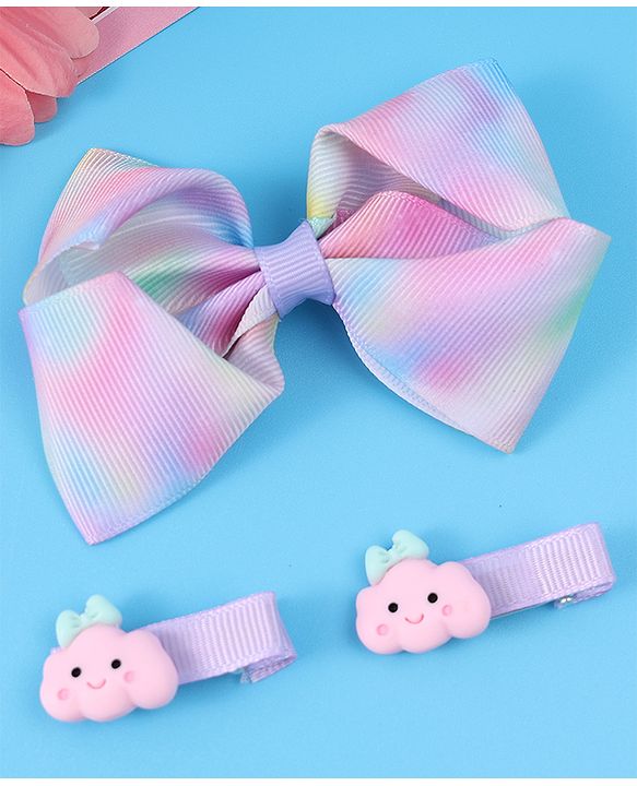 Babyhug Free Size Bow & Butterfly Clips Pack of 3 - Purple