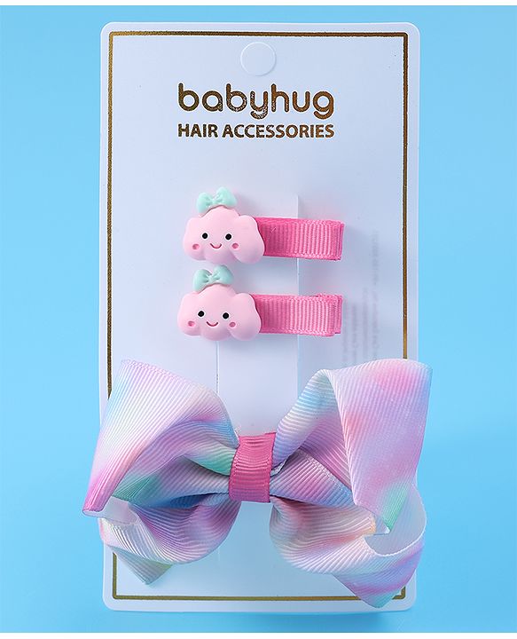 Babyhug Free Size Bow & Butterfly Clips Pack of 3 - Purple