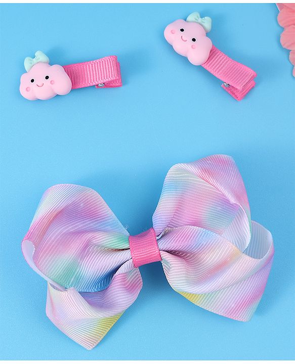 Babyhug Free Size Bow & Butterfly Clips Pack of 3 - Purple