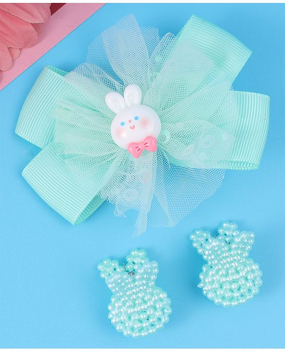 Babyhug Bow & Butterfly Clips Free Size Pack of 2 - Green