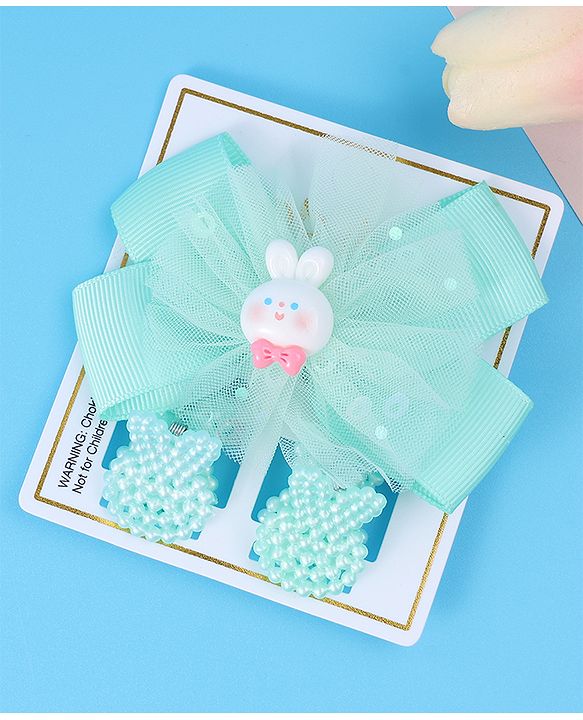 Babyhug Bow & Butterfly Clips Free Size Pack of 2 - Green