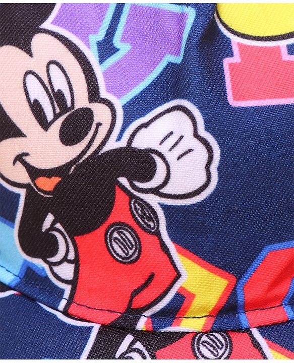 Babyhug Disney Cotton Knit Mickey Mouse Printed Summer Cap - Navy Blue