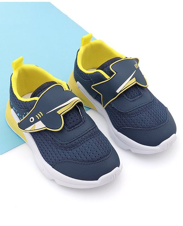 Cute Walk by Babyhug Sneaker with Velcro Closure & Shark Applique - Navy Blue
